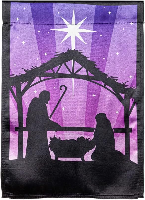 Evergreen Flag Nativity Lustre Reversible Garden Flag 12x18 Inches Double Sided | Christmas Garden Flag for Outside| Weather and Fade Resistant | Outdoor Flag For Yards and Gardens