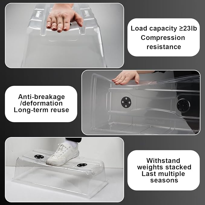 RooTrimmer 10 Pack 6.3" Tall Humidity Domes for 1020 Trays, Extra Strength Seed Starter Covers with 2 Adjustable Vents, Clear Plastic Propagation Cloning Lids for Germination & Microgreens, BPA-Free