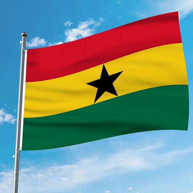 Ahfulife Ghana Flag 3x5 Ft, 2 Pcs Large Ghanaian National Flags for Outdoor Indoor, Double Sided with Brass Eyelets for World Cup, Party, Garden, Bar, Street Decor