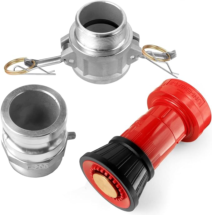NOVINO Fire Hose Nozzle,2 inch NPSH Heavy-Duty Industrial Fire Hose Constant Flow Fog Nozzle with 2" Aluminum Camlock Fitting Coupling Equipment,2 Pack