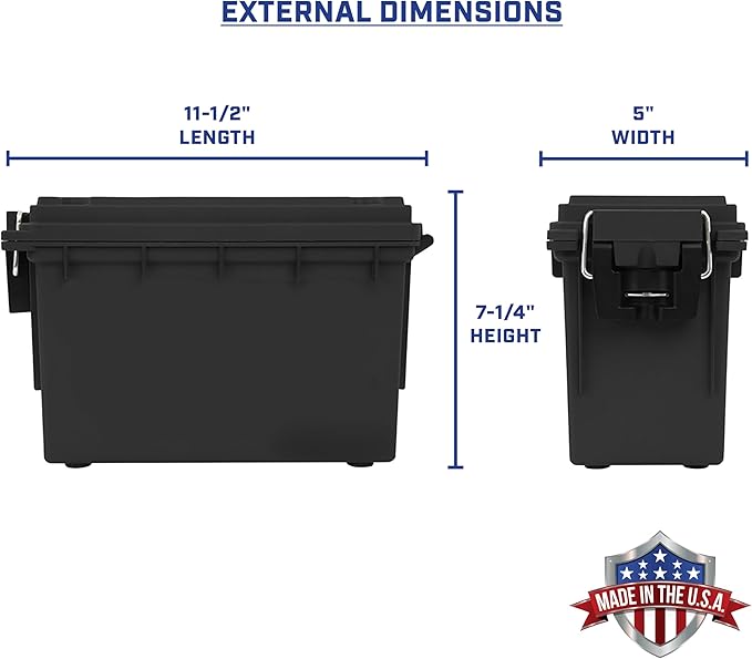 Sheffield Ammo Box Made in USA, Stackable Lockable Ammo Storage Box, Black | 2 Pack Lockable Storage Box, Water and Dust Resistant Dry Box, Secures Hunting Gear, Gun Accessories, Supplies, and Bullets