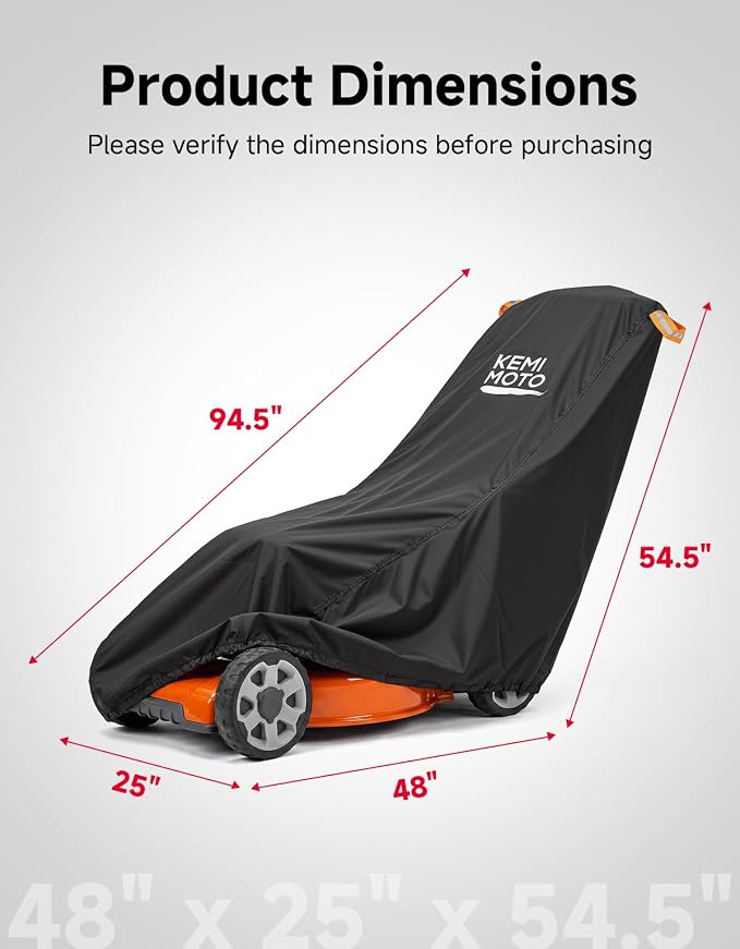 KEMIMOTO 600D Waterproof Walk Behind Lawn Mower Cover, Windproof Push Mower Cover with Reflective Straps & Hanging Loops Design, Compatible with Craftsman, Husqvarna, Greenworks, EGO, Toro and More