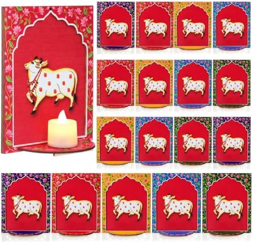 DoubleFill 20pcs Diwali Wooden Candle Holders for Wall Decor, Cow - Image 7