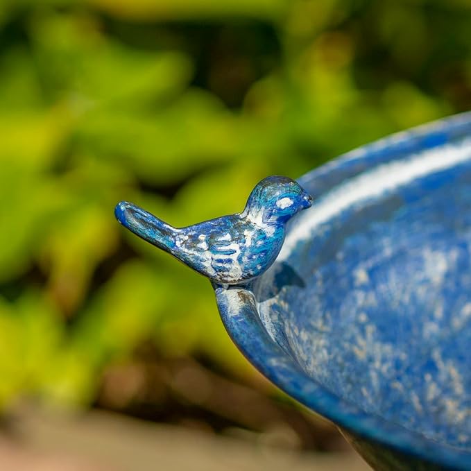 Zaer Ltd. Pedestal Style Birdbath (Blue)