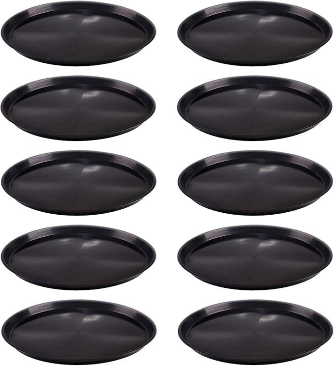 10 Pack Plant Saucer 14 Inches Plant Trays for Pots Plastic Round Drip Trays Flower Pot Saucers Black Planter Water Tray Plant Drainage Tray, Black