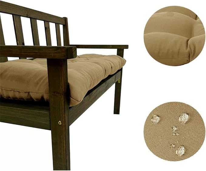 Srutirbo Indoor Outdoor Bench Cushion, Waterproof Swing Cushion Seat Chair Replacement Pads Pillow for Lounger Garden Furniture Patio Metal Wooden (Khaki, 39 * 20inch)