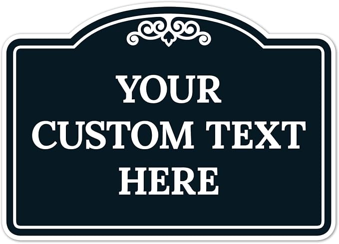 Custom Decorative Sign, Personalized Metal Sign for Business, Driveway, Home, Airbnb, Office Door Plaque, Black Background Sign, 14x10 Inches, ACM, Fade Resistant, Made in USA by Sigo Signs