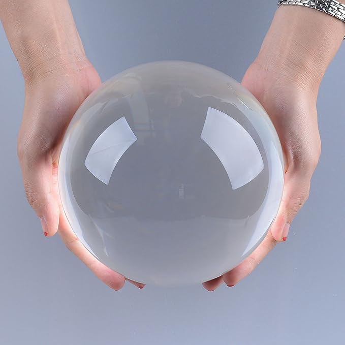 LONGWIN 150mm (5.9 inch) Divination Crystal Ball Decorative Glass Balls Globe Sphere Free Wooden Stand