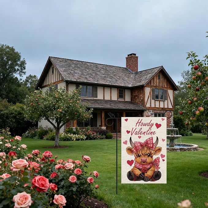 Seasonal Garden Flags - Funny Highland Cow Double Sided Flags Set of 11 Holiday Farmhouse Indoor Halloween Christams Gifts Outdoor Yard Lawn Decorations 12.5x18 Inch
