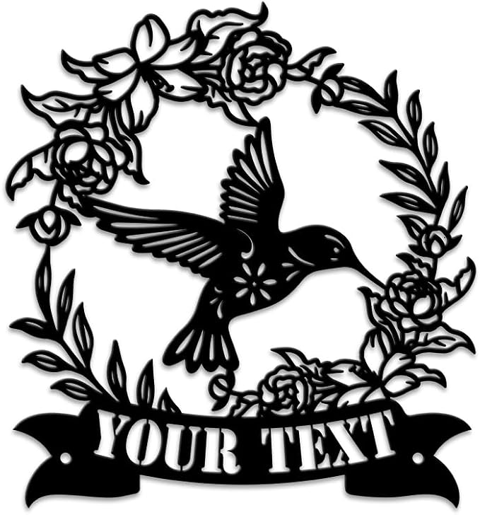 MeMate Personalized Garden Metal Signs Outdoor Décor, 8" - 24" Garden Signs Metal, Hummingbird Flowers Garden Signs to Personalize, Shed Shed Sign, Rustic Plaque
