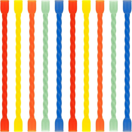 10 PCS 4-Inch Silicone Cable Ties - Reusable Twist Ties Bendable Steel-Core Rubber Cable Ties for Bundling and Holding, All Purpose Cord Tie for Indoor and Outdoor (5 Colors)