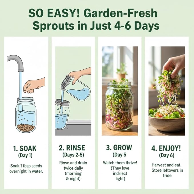 Todd's Seeds Broccoli & Friends Mix 1/2 lb - Broccoli Alfalfa Radish Clover | Broccoli, Clover, Radish & Alfalfa. Fast-growing microgreens in 5 days. Chemical free, high germination. USA made since 2009.