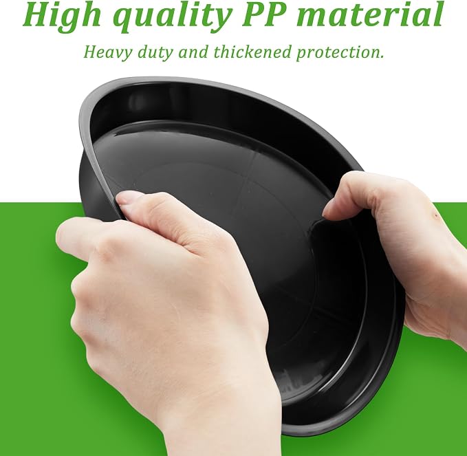 Eccliy 6 Pack Plastic Plant Saucer Heavy Duty Planter Saucers Large Plant Pot Plastic Water Trays for Indoors and Outdoors Flower Drip (8 Inch,Black)