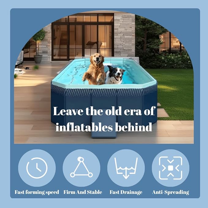 Foldable Swimming Pool, Non-Inflatable Kids' and Adults' Outdoor Large Swimming Pool, Anti-Slip PVC Family Pool, Summer Water Party for Outdoor, Garden, Backyard (Tiny)