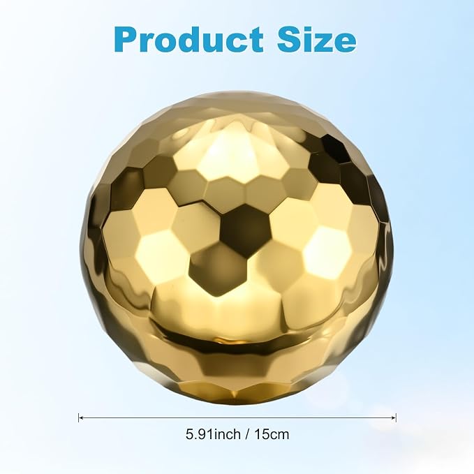 M METERXITY 1-Pack Garden Gazing Globes Ball Sculptures Diamond 6 Inch 304 Stainless Steel Hollow Mirror Reflective Floating Ball for Garden/Pond/Home/Yard Outdoor Decoration [Gold]