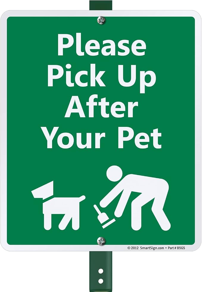 SmartSign "Please Pick Up After Your Pet" LawnBoss® Sign | 10" x 12" Aluminum Sign With 3' Stake