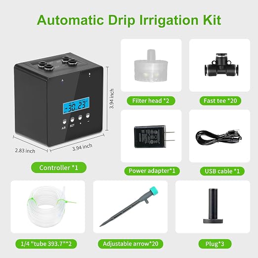 Automatic Watering System for Potted Plants | Indoor Plant Waterer with Programmable Timer, Dual Self-Priming Pumps, Drip Irrigation Kit for Up to 20 Plants