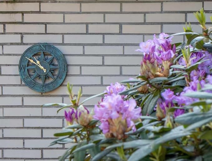 Outdoor Wall Clock 12in Garden Clock Waterproof Clocks Kitchen Home Clock for Garden, Patio and Deck -Not Silent (Turquoise-B)