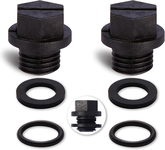Lenporl 2-Pack Pool Pump Drain Plugs with 2 O-Rings & 2 Square Washers SPX1700FG, Compatible with Hayward Super Pump PowerFlo and MaxFlo Series Pool Pump Parts, Aftermarket Parts for Home Improvement