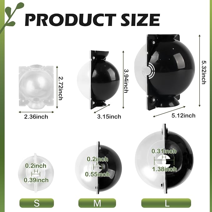 Tree Root Growing Box, Air Layering Pods Propagation Kit, Reusable Half Transparent Plants Asexual Reproduction Grafting Ball with Zip Ties for Fast Propagation Plants (6pcs Meidum + 6pcs Large)