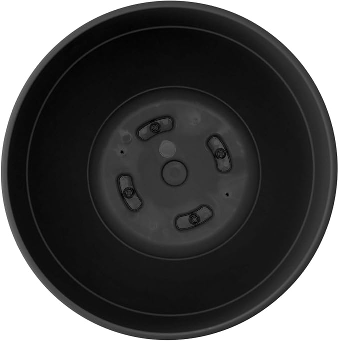 Bloem Dayton 8" Black Recyled Plastic Planter Pot with Drainage Holes and Removable Saucer for Indoor or Outdoor Gardening, Made in USA
