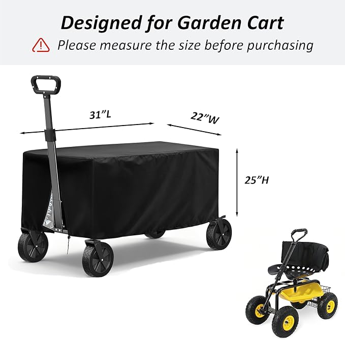 TheElves Garden Cart Rolling Workseat Cover, Outdoor Garden Scooter Covers Waterproof Heavy Duty for Sekey Scooter with Backsupport - 31x22x25 inch
