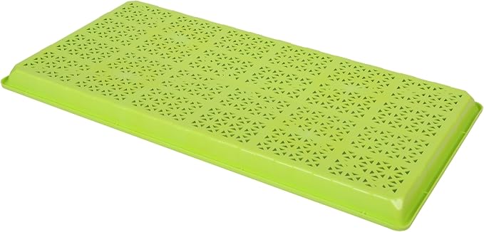 SUNPACK 10" x 20" Heavy Duty Mesh Plastic Seed Starting Tray, Lime Green, 1" - Ensures Water Drainage and Aeration, Perfect for Greenhouses or Indoor Gardening