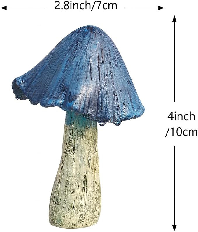 6 PCS Mushroom Decor Fairy Garden Accessories Outdoor - Assorted Sizes Resin Garden Mushrooms, Colorful Mushroom Figurines Yard Art Ornaments for Lawn, Patio, Plant Pot Decor