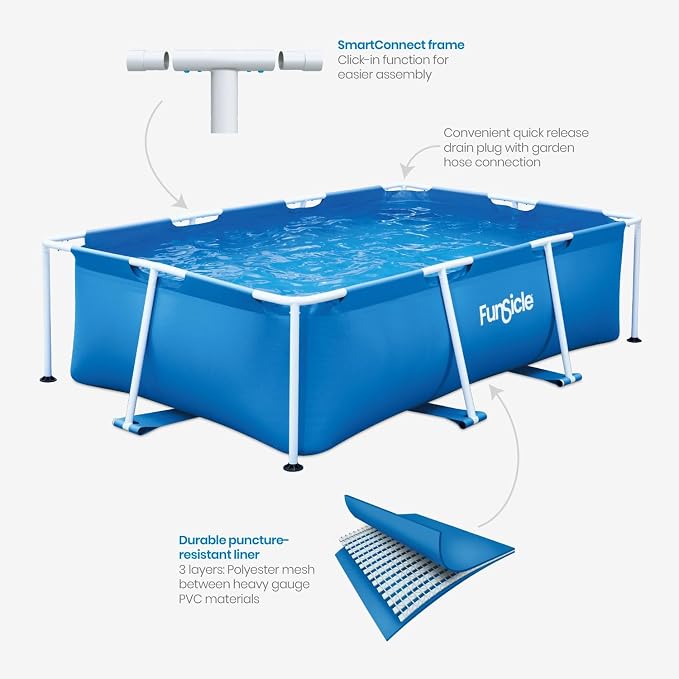 Funsicle 8ft 6in Activity Lap Pool – Above Ground Rectangular Pool for Fitness & Fun, Durable & Easy to Assemble, Ideal for Small Backyards & Aquatic Workouts