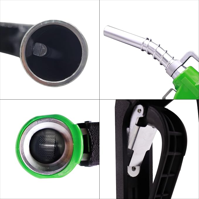 Green 3/4" Inch NPT Automatic Shut-Off Fuel Nozzle With Hook 13/16"Spout Max Flow Rate 16 GPM Perfect For Industry,Transportation Used for diesel,gasoline,kerosen