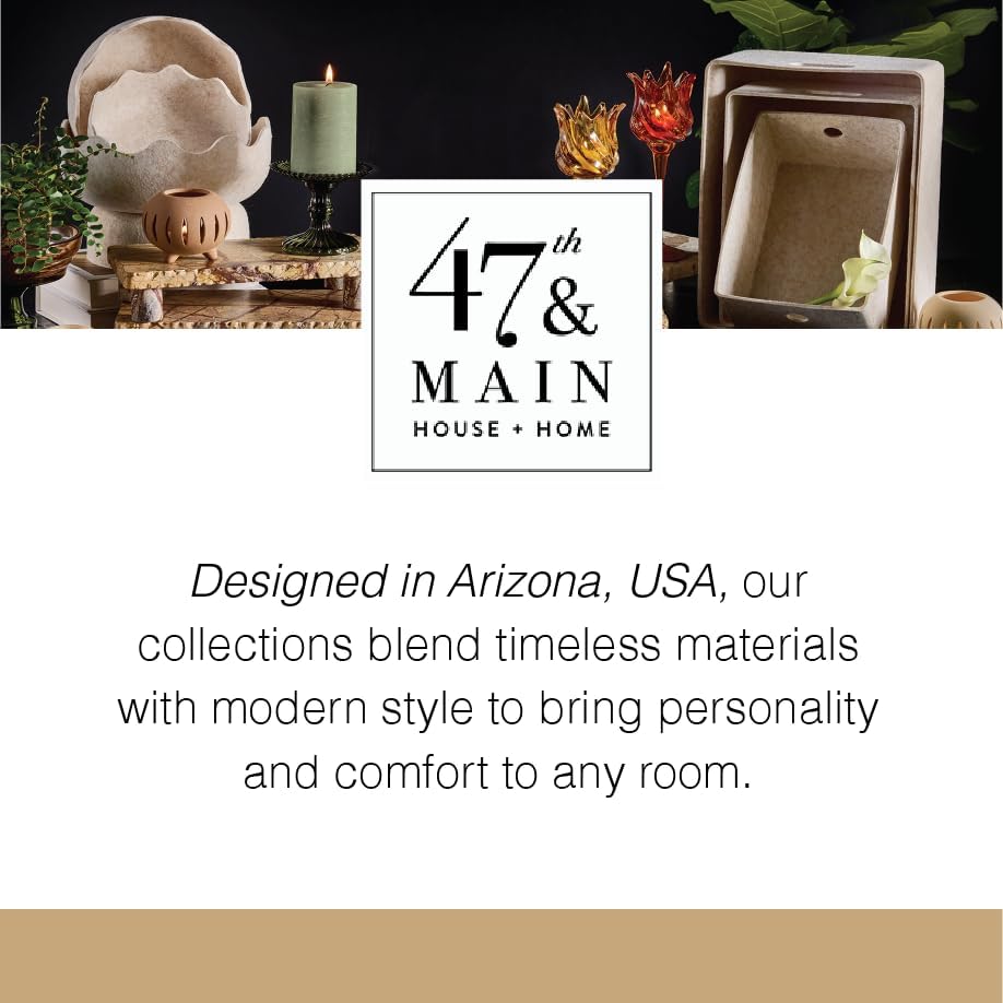 47th & Main Bamboo Hurricane Lantern with Handle Woven Natural Rattan Boho Hanging Candle Holder for Patio, Yard, Home Décor, Medium, Blonde - Image 6