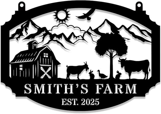 Personalized Metal Farm Hanging Sign, Custom Your Large Farm Sign, Barn Sign, Outdoor Farmhouse Decor, Farm Gate Sign, Farm Sign with all farm Pets