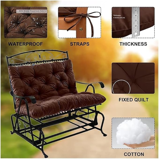 Swing Cushion Replacement Outdoor Porch Waterproof Bench Cushion 2-3 Seater Washable Bench Replacement Cushions for Outdoor Patio Porch Swing Cushions