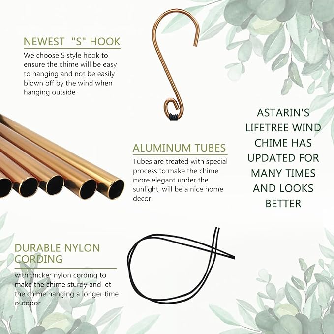 ASTARIN Wind Chimes Outdoor for The Loss of Mom Dad, Personalized Customized WindChimes for Loss of Loved One, Memorial Wind Chime as Sympathy Gift, Home Garden Patio Décor, 36''(Produced in Texas)