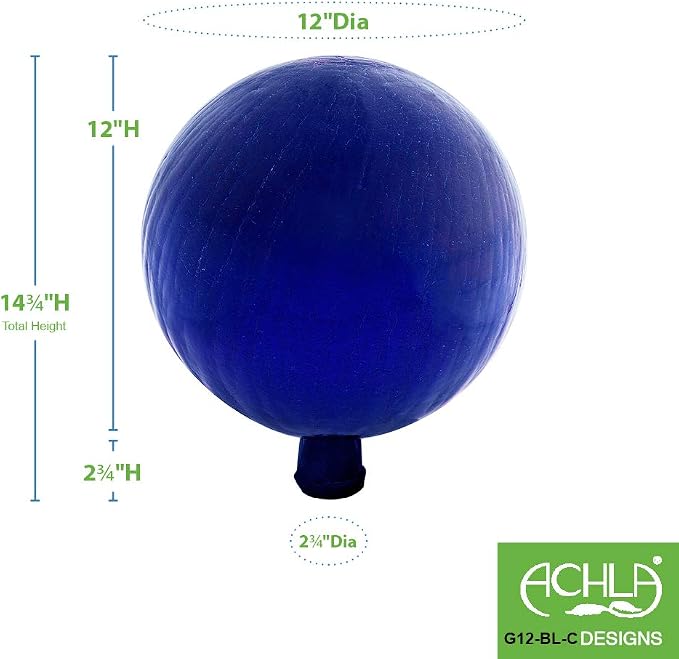 Achla Designs 12-Inch Crackle Gazing Globe Ball, Blue