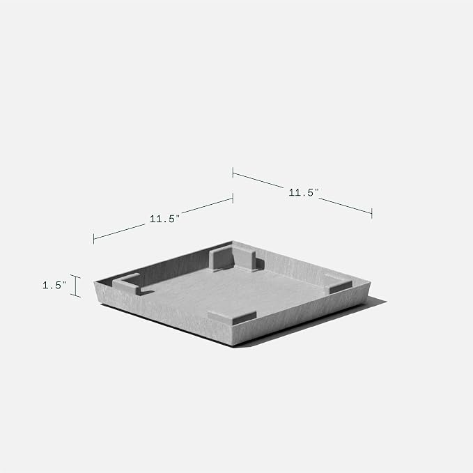 Veradek Nobleton Indoor/Outdoor Wide Square Planter (Light Grey, 22 inch - 2 Pack with 2 Saucer Trays)