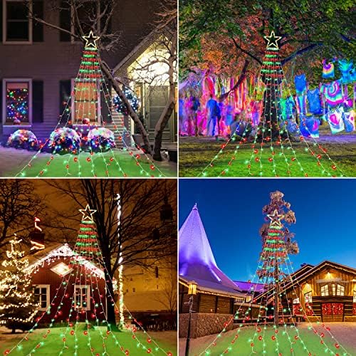 Christmas Lights Outdoor, 320 LED 8 Light Modes Outdoor Christmas Decorations, Plug-in Waterproof Christmas String Lights for Yard, Garden, Party, Holiday, Xmas Decor - Red & Green - Image 6