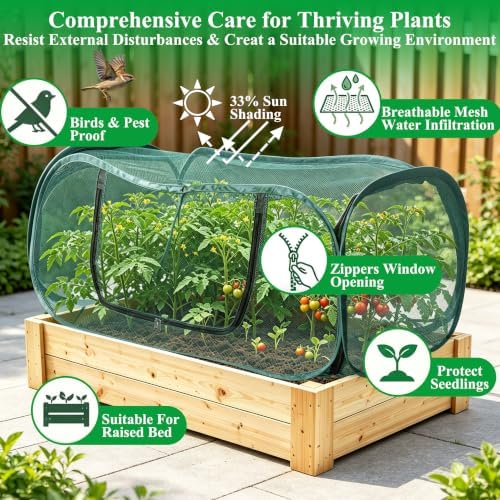 Pop Up Mesh Plant Cover 33% Sunblock Foldable for Raised Garden Beds - Image 5