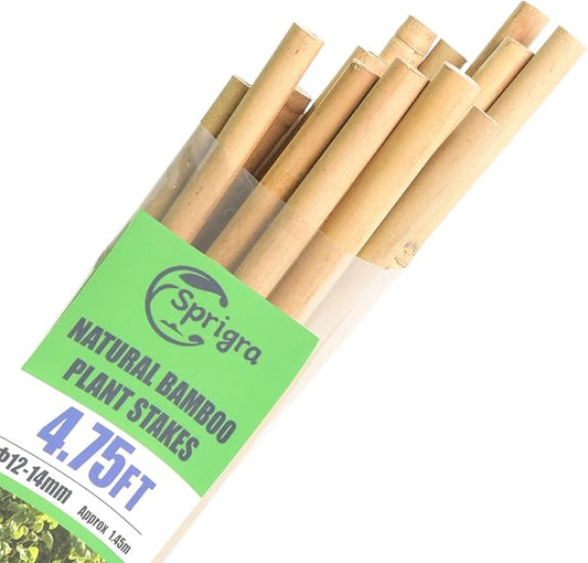 Bamboo Stakes 57 Inch, Approx 5FT Garden Stakes Multi-Purpose, Plant Stakes for Tomatoes, Beans, Cucumbers, Peppers, Flowers, Potted, Maintain the Plant Posture, Strengthen and Stem