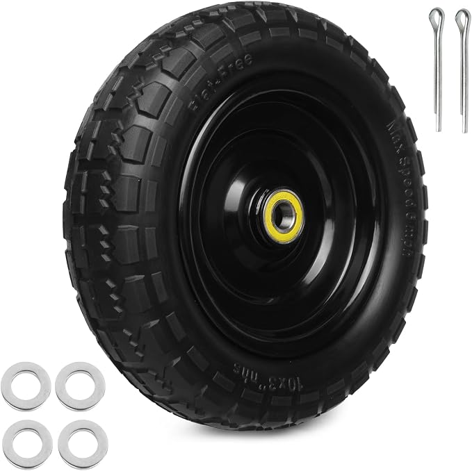 13 Inch Solid Rubber Tires, 4.00-6 Tire Flat Free with 5/8" Bearings, 2.17" Offset Hub for GOR Garden Carts, Garden Wagon Carts, Trolleys, Hand Trucks and Utility Cart(1 Pack)