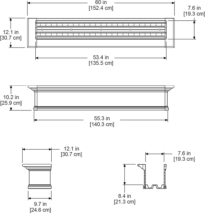 Mayne Yorkshire 5ft Window Box - White - 60in L x 12in W x 10in H - with 1.25 Gallon Built-in Water Reservoir (4825-W)