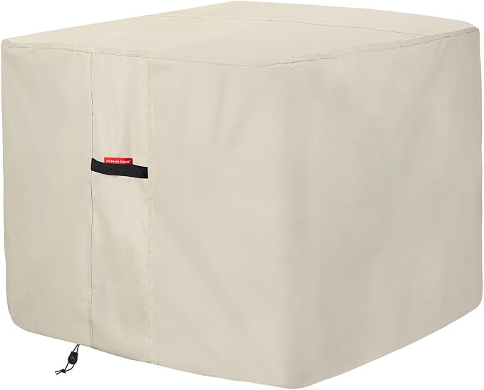 Porch Shield Waterproof AC Covers – Heavy Duty Square Air Conditioner Cover for Outside Unit Up to 34''L x 34'' x 30'', Tan