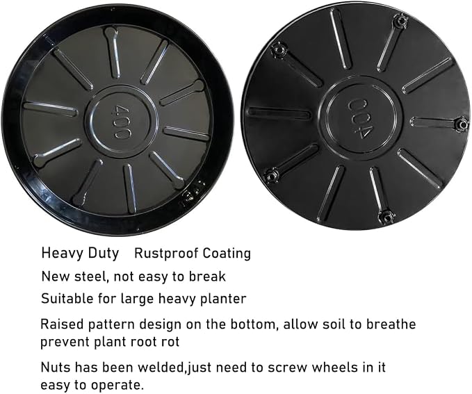 SIAMO 16" Heavy Duty Plant Caddy (430lbs Capacity)-Lockable Non-Scratch Swivel Casters Rolling Plant Stand Saucer for Large Ceramic Planters & Heavy Trees Indoor & Outdoor,2-Pack,Black
