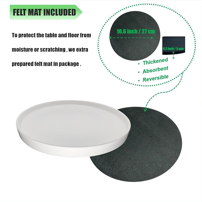 Yukfona Ceramic Plant Saucer Tray 1 Pcs 12 Inch White, 12.5" OD x11.9 ID x1.6 Deep Fits Flower pots Bottom≤11.9", Heavy Duty Glazed Round Planter Drip with Catch Basin for Indoor Outdoor Plants