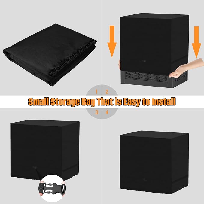 Kovshuiwe Outdoor Deck Box Cover, 600D Heavy-Duty Waterproof Oxford Cloth | Patio Deck Bin Container Boxes Covers Waterproof for 71 Gallon Patio Storage Bench Cover, Black(48" L x 20" W x 22" H)