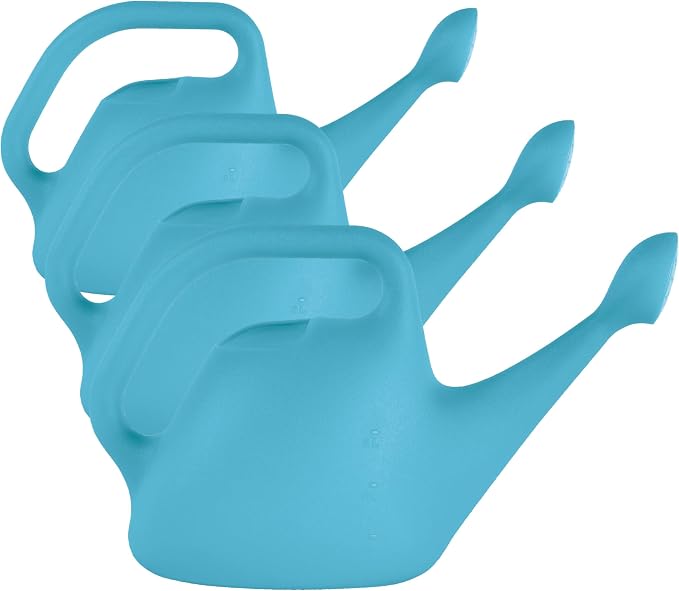 Bloem Translucent Watering Can: 1 Gallon Capacity - Bluebonnet - Easy to See Water Level, Loop Handle, Durable Resin, for Indoor and Outdoor Use, Gardening (Pack of 3)