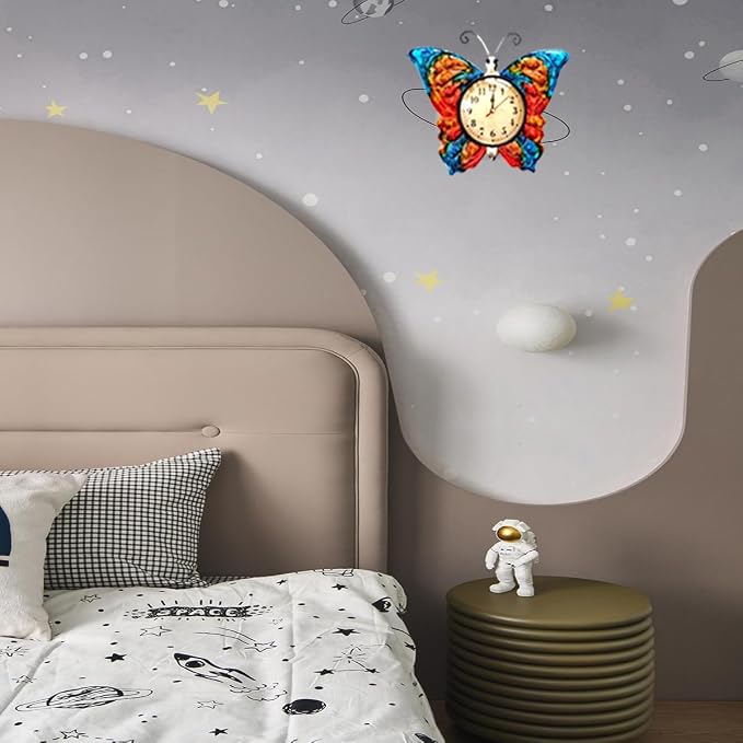 TXYS Wall Clock for Home Butterfly Decor Art Decorations ，Butterfly Outdoor Clock for Wall Sculptures Great for Office,Bedroom