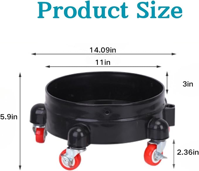 Car Wash Bucket Dolly,5 Gallon Bucket Dolly with 5 Swivel Wheel Casters,360° Rolling Caddy for 3.5 to 6 Gallon Buckets Supports Up to 300 lbs