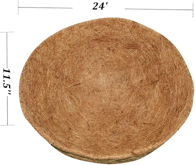 4PCS Coco Liner for Hanging Basket 24 Inch Round 100% Natural Planter Liner Replacement Plant Basket Liners Coco Fiber Liner for Garden Planters Coconut Coir Liner Flower Pot for Hanging Basket