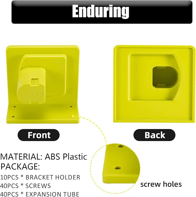 10 Pack Tool Holder Compatible with Ryobi 18V Power Tool Wall Mount Portable Holder Mount Hanger Storage Organizer with Screws Easy Installation for Workshop Garage
